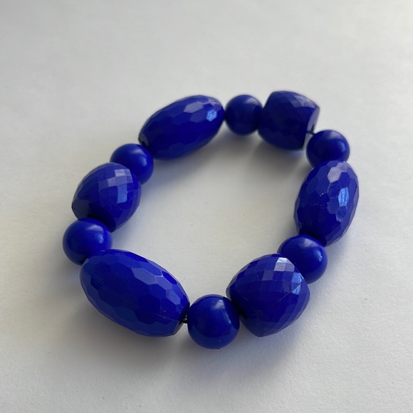 Elastic Adjustable Electric ⚡️ Blue Bead Bracelet - Picture 1 of 2